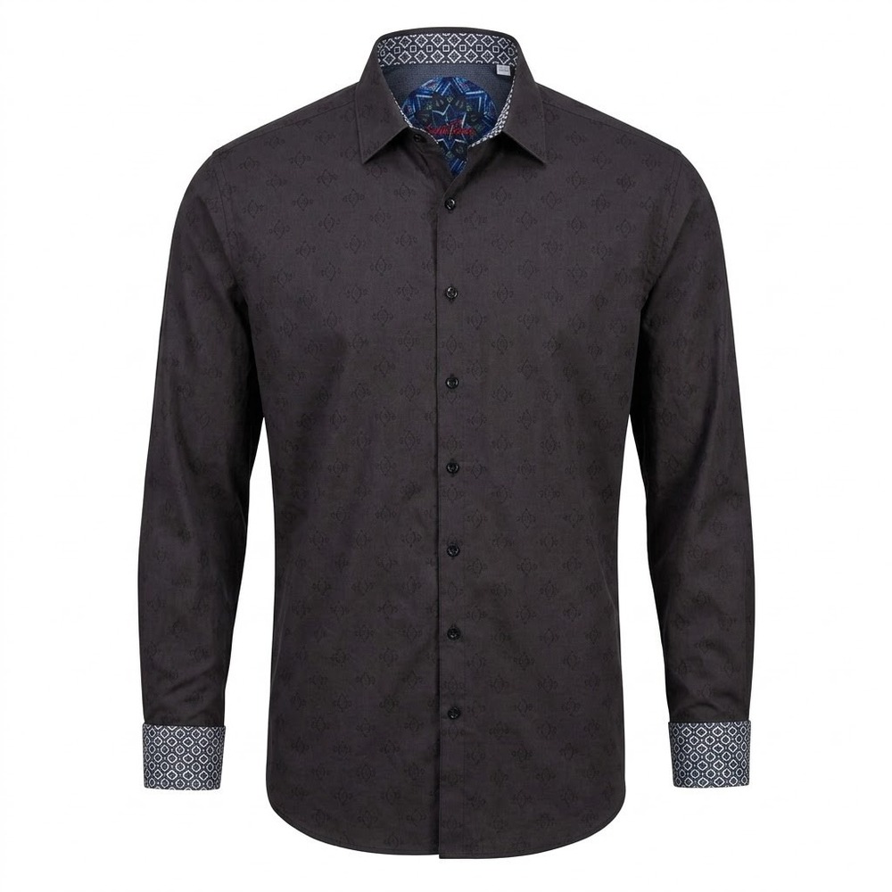Robert Graham Mens 3XLT Gray Medallion Long Sleeve Button Front Shirt - CJ